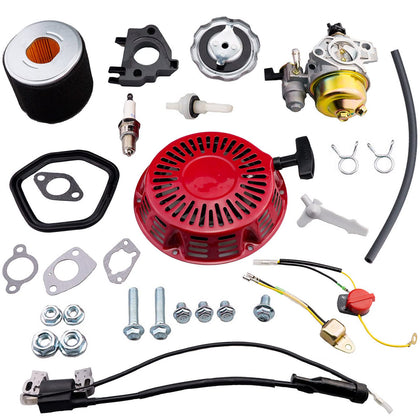 Ruma adjustable carburetor pull-start assembly view with durable recoil for GX engines.