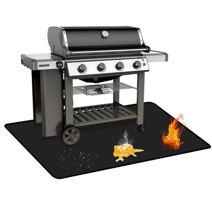 Rumlick 60x40 under grill mat protects decks from heat and spills.