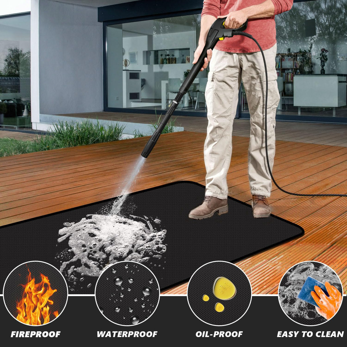 Rumlick fiberglass grill mat resists up to 2000°F for durable outdoor use.