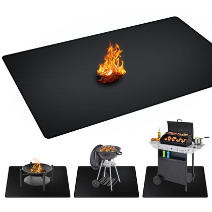 Rumlick under-grill-mat 90x48 shields decks from heat and embers while grilling.