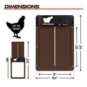 RUN-CHICKEN Door Eternal built-in battery backup operates on cloudy days.