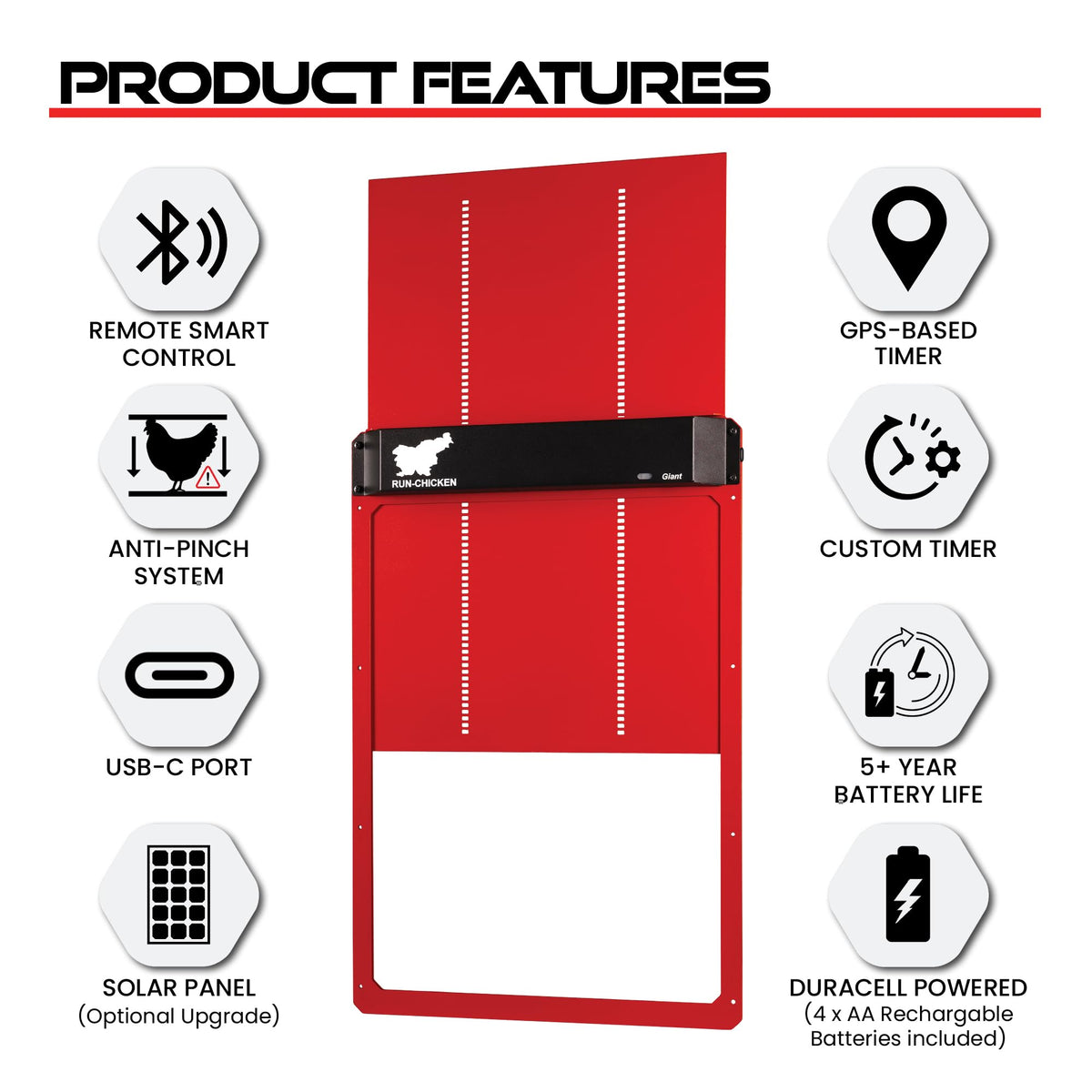 RUN-CHICKEN Door Giant app control demonstrates timer mode for flexible schedules.