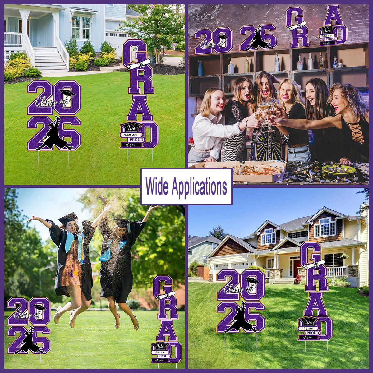 Runleo fiberglass stakes provide stable lawn display for lasting celebrations.