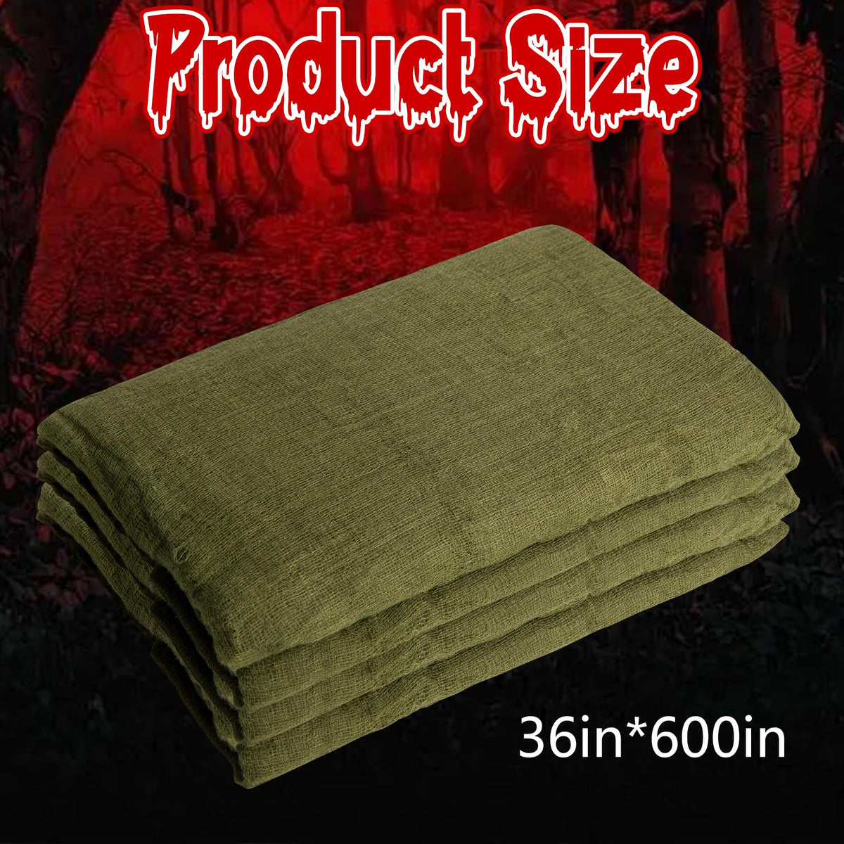 RunNico green cheesecloth on wall decor creates eerie ambiance.