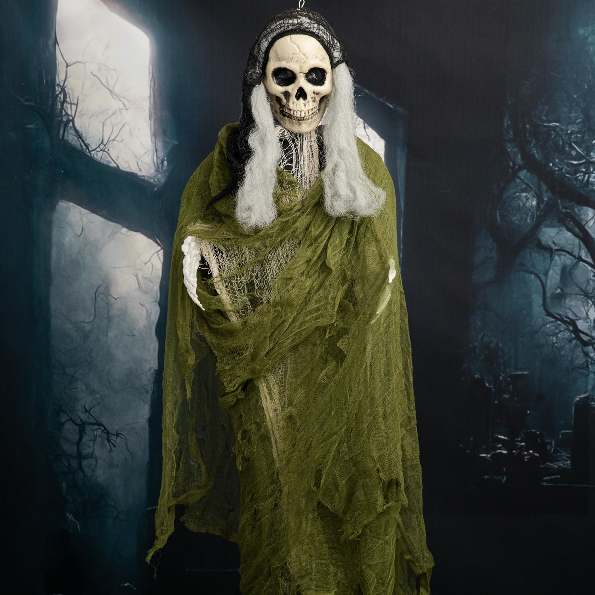RunNico cheesecloth used with props to enhance Halloween scenes.