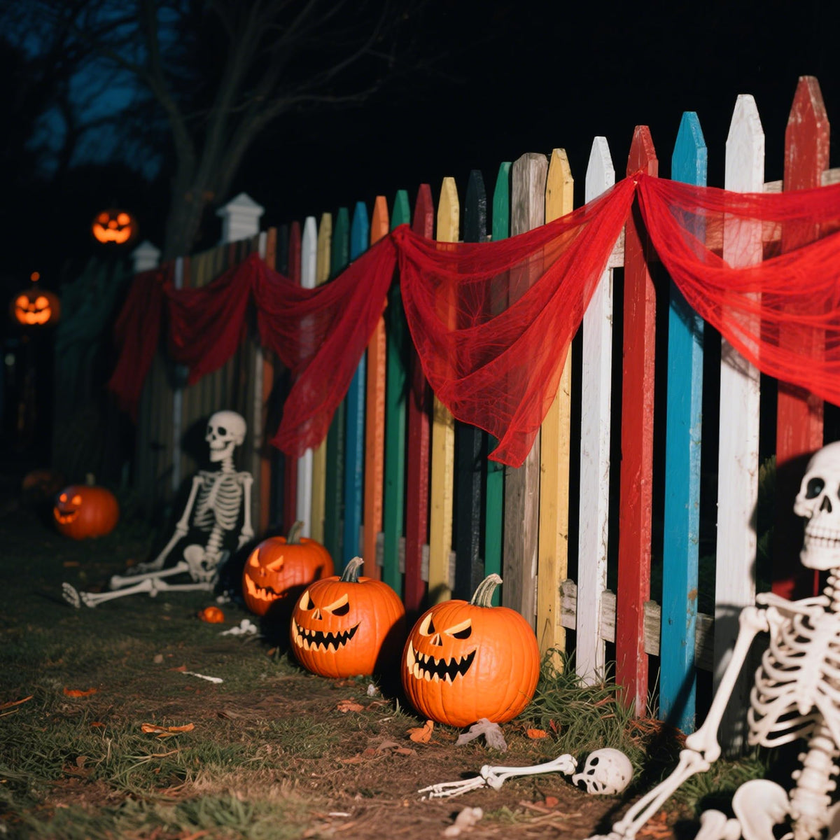 RunNico haunted yard gauze decor helps set a chilling outdoor scene