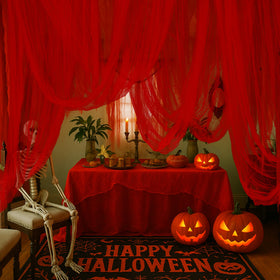 RunNico spider web gauze prop enhances haunted scene with layered texture