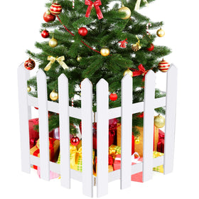 RUODON four-pack white fences for Christmas trees showcase a sturdy, customizable display.
