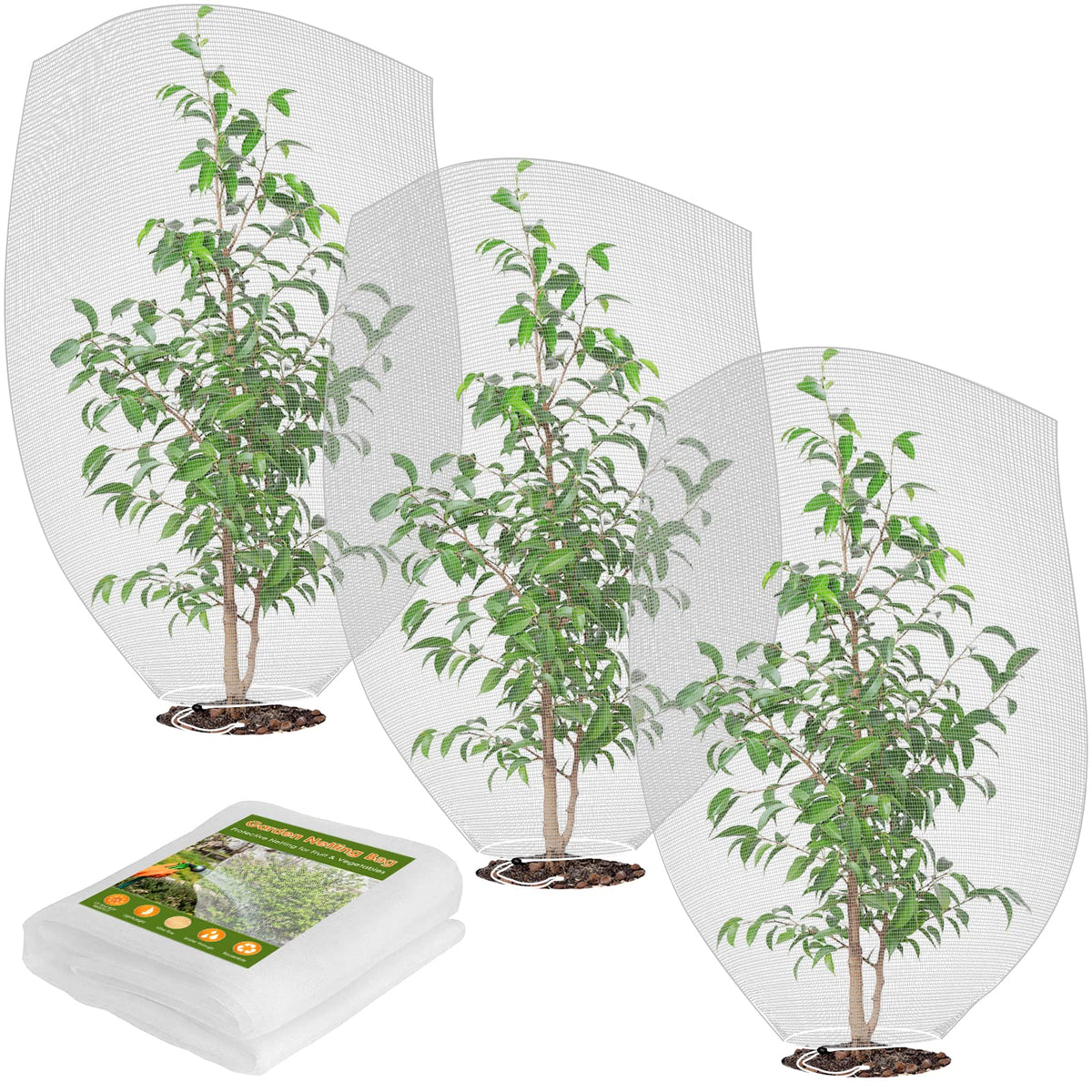 Ruolan mesh plant cover over tomatoes showing bird protection and airflow