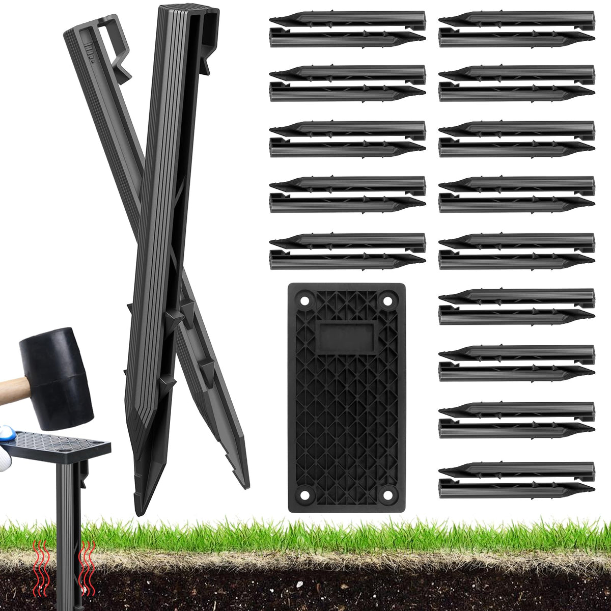 Ruppence garden stake with clip for secure fencing and edging