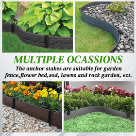 Ruppence heavy-duty plastic stakes resist weather and wear.