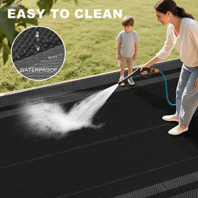 RURALITY easy-clean waterproof rug cleans quickly with a damp cloth