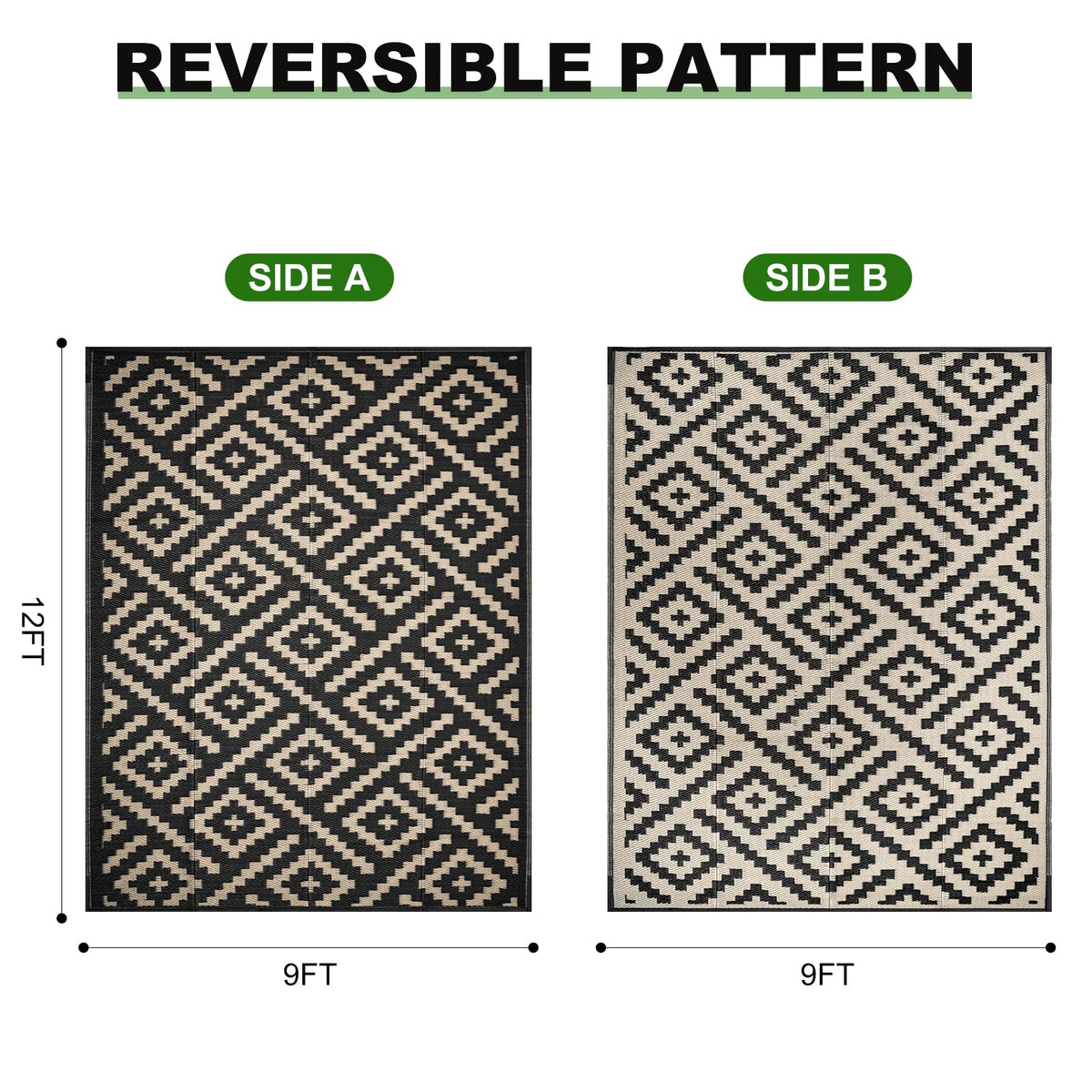RURALITY 9x12 rug for decks, patios, gardens, and outdoor spaces.