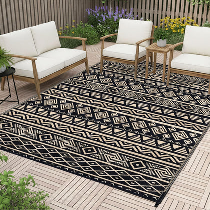 RURALITY outdoor rug 5x8 waterproof on patio for easy cleaning