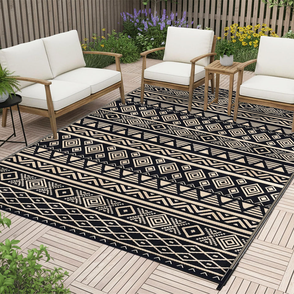 RURALITY outdoor rug 5x8 waterproof on patio for easy cleaning