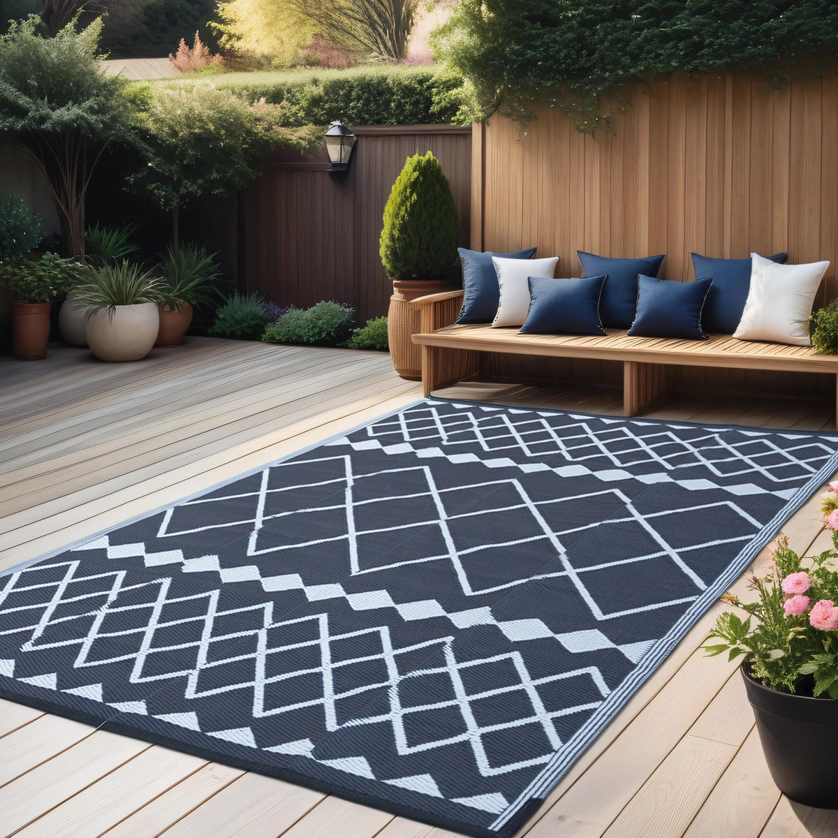 RURALITY outdoor rug cleans quickly with a simple wipe-down.