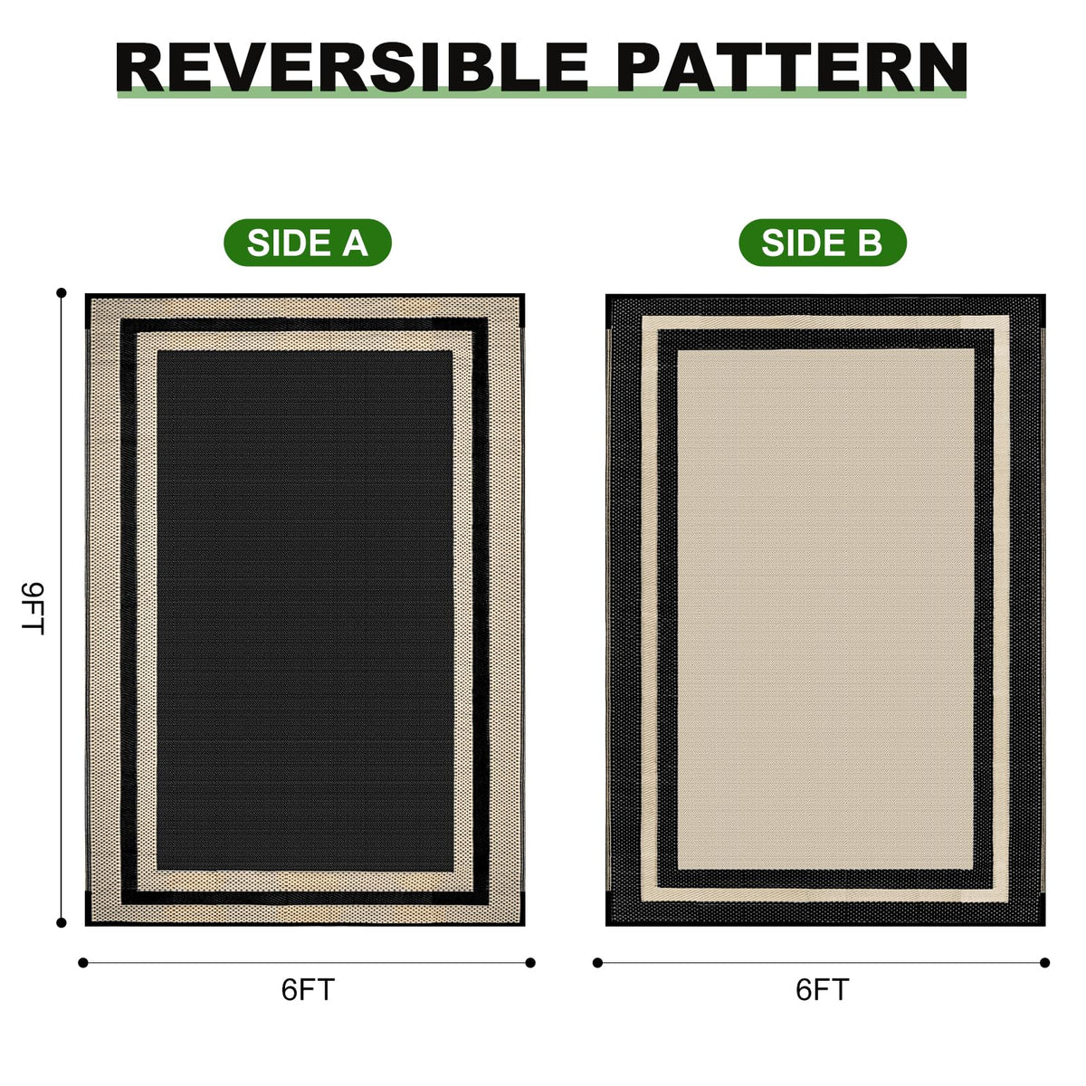 RURALITY outdoor rug reversible with durable hemming for long use