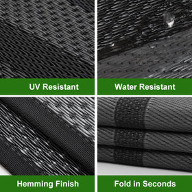 RURALITY reversible rug design offers two looks for versatile outdoor styling.