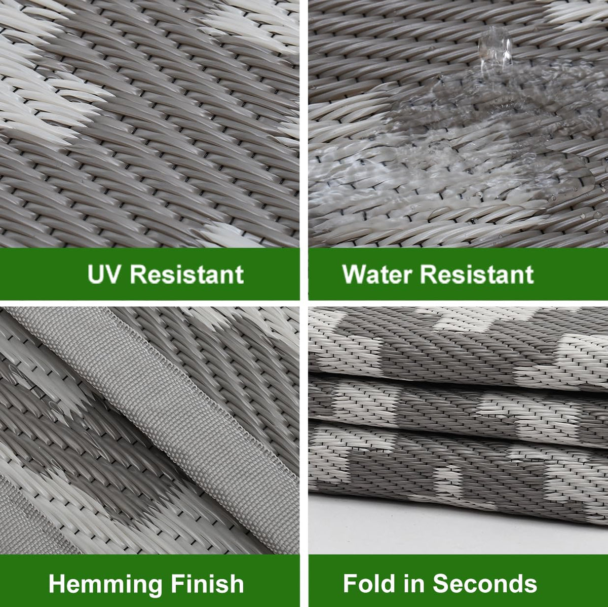 RURALITY reversible outdoor rug with corner rings to prevent movement