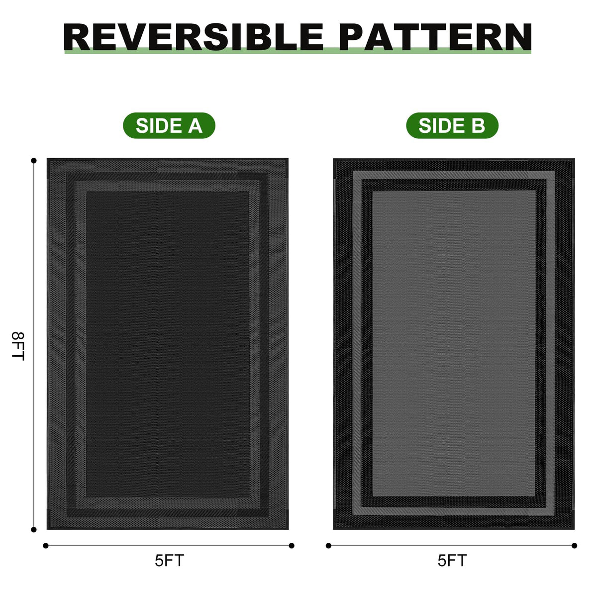 RURALITY reversible rug with hemmed corners for versatile styling