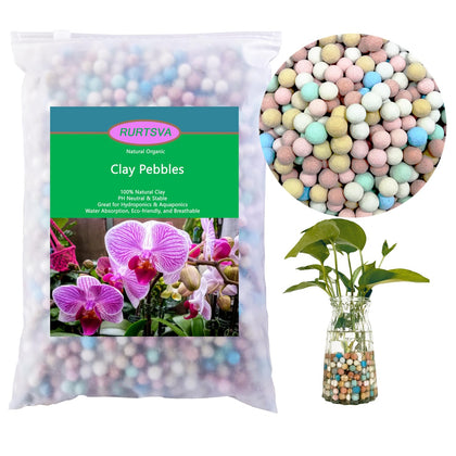 Rurtsva colorful Leca balls in potting mix boost drainage.