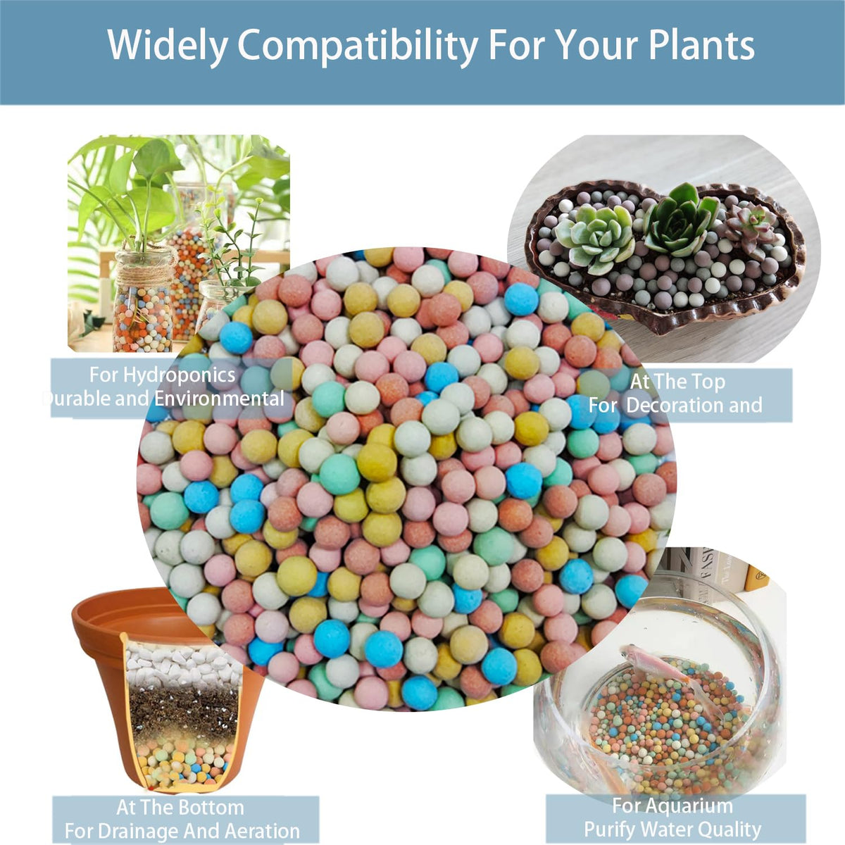 Rurtsva Leca pebbles retain moisture for succulents.