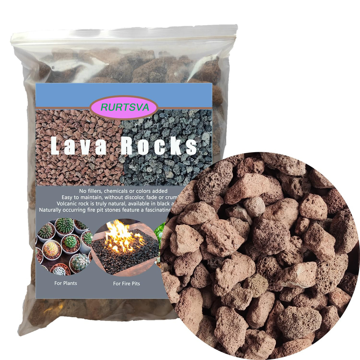 Rurtsva red lava rock 1-2 inch stones for fire pit improve heat distribution