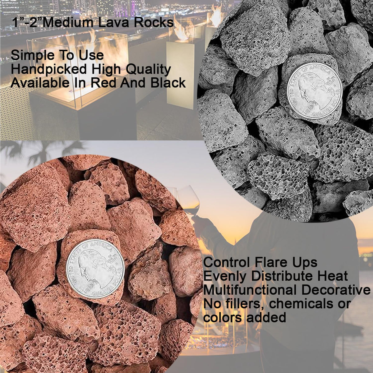 Rurtsva lava rock base in fireplace concealing pipes with earthy texture.