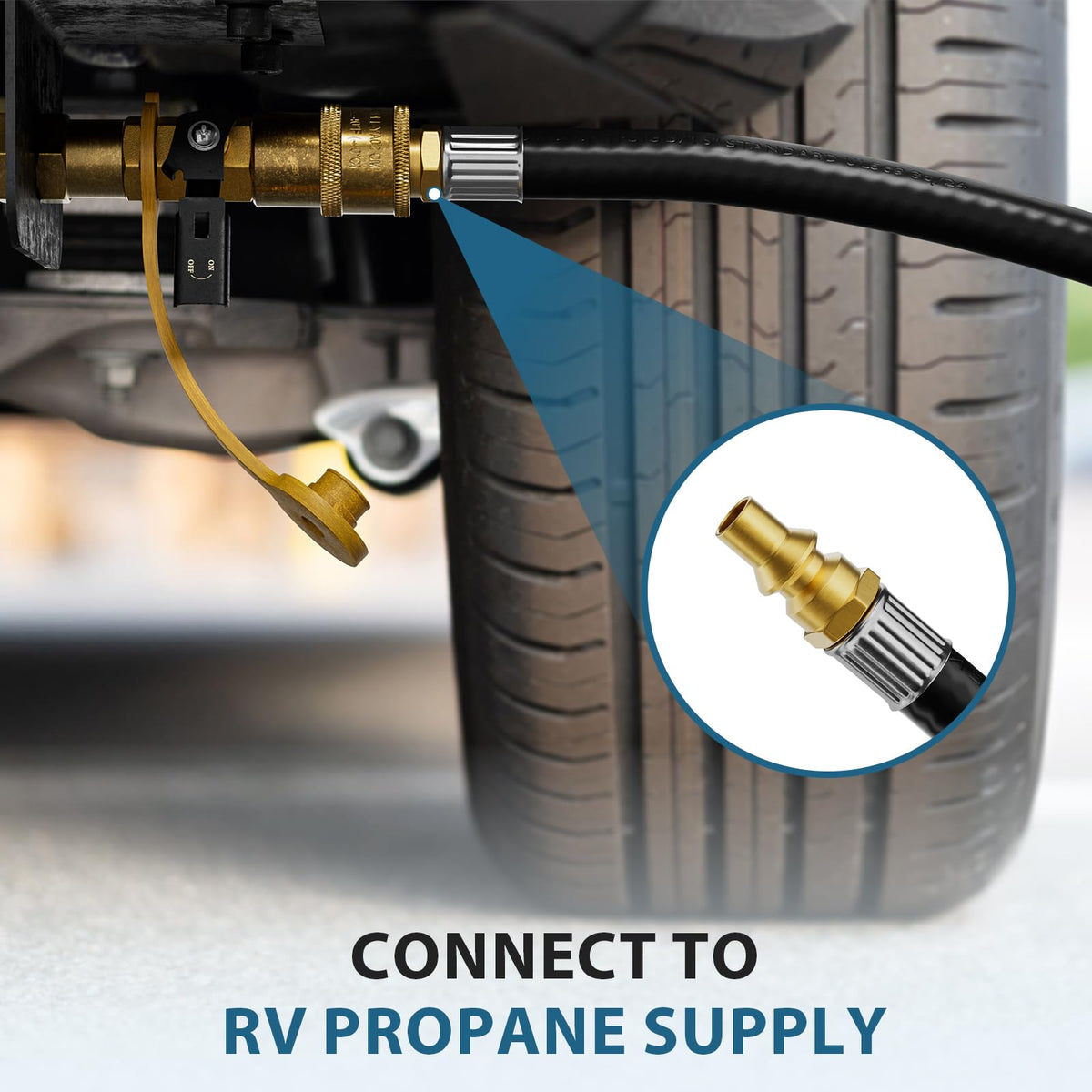 Rushare 1/4-inch male full-flow plug ensures smooth gas transfer.