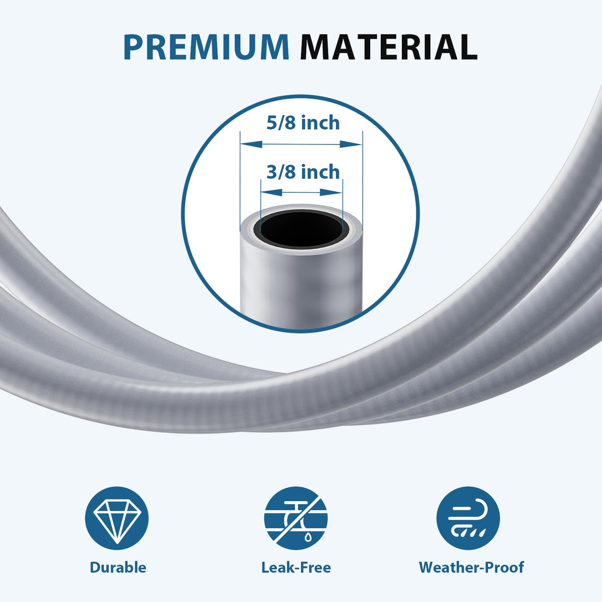 Rushare 24ft hose laid straight to show ample reach in outdoor setups