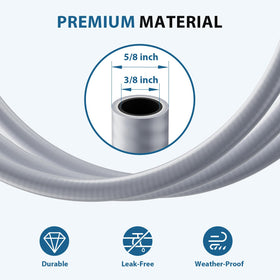 Rushare 24ft hose laid straight to show ample reach in outdoor setups