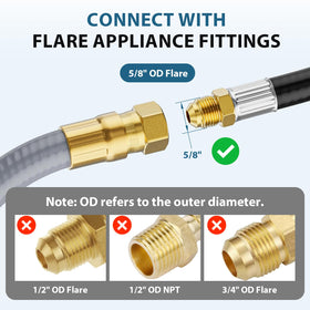 Rushare 3/8 inch ID gas hose connection close-up for stable grill-to-source link