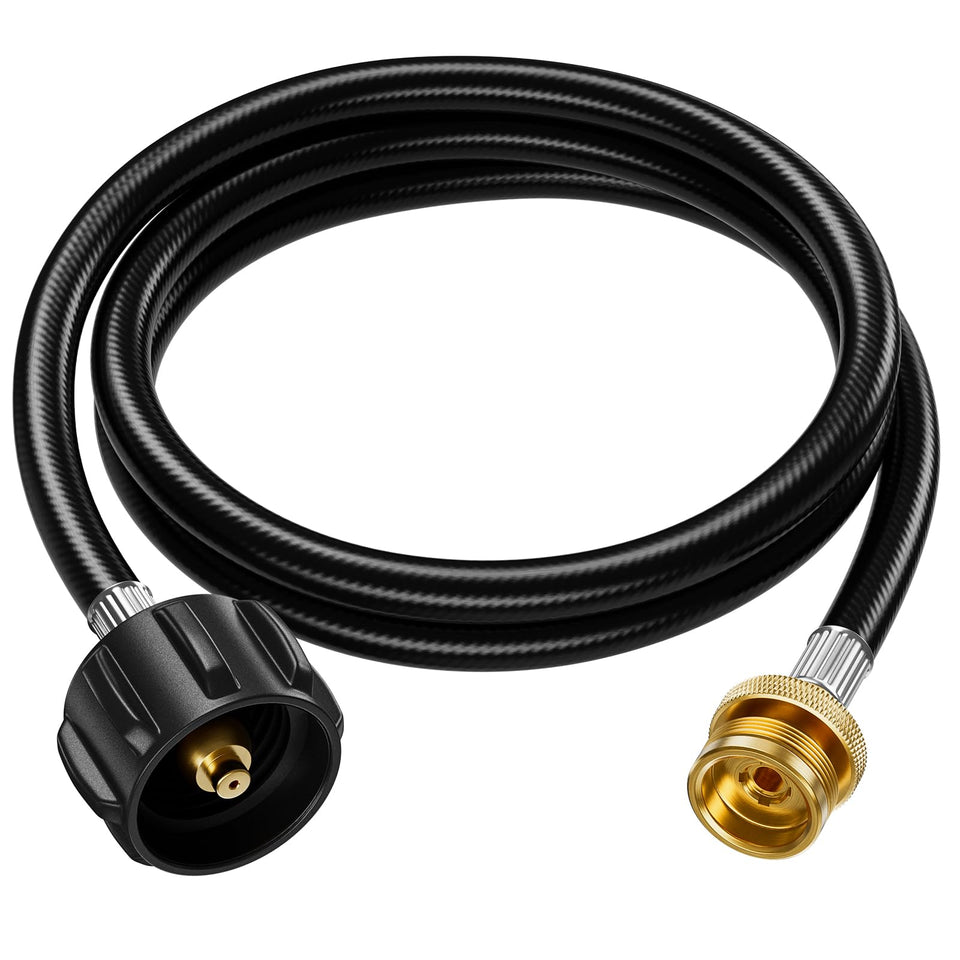 Rushare 6ft propane hose adapter provides a secure 1lb to 20lb tank connection for outdoor cooking.