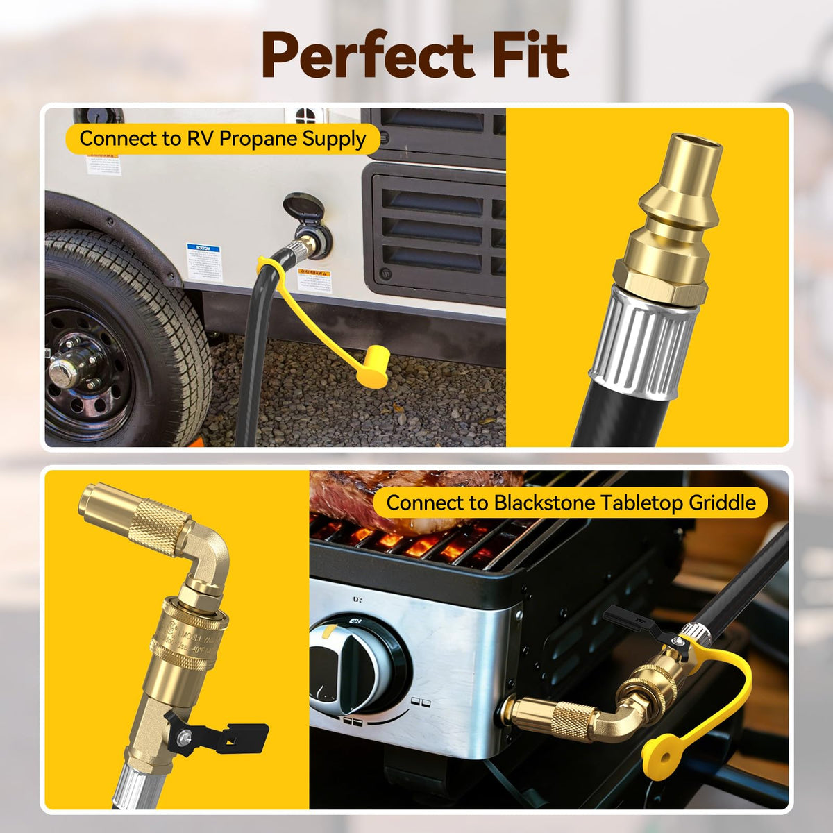 Rushare 90-degree elbow design enables tight, space-saving hose routing.