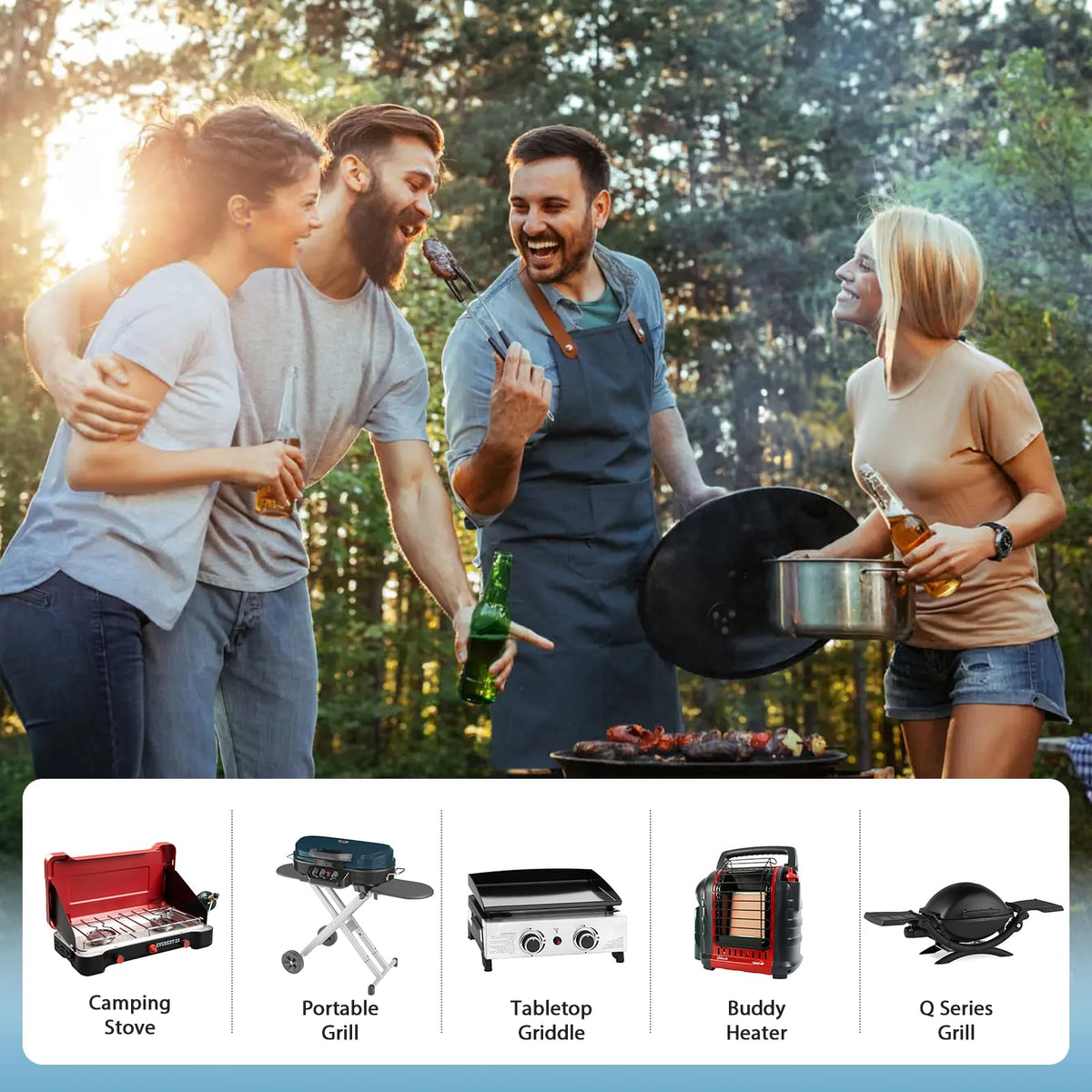 Rushare Blackstone tabletop griddle connector ensures steady propane supply outdoors.