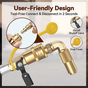 Rushare brass fittings close-up showing durable, weather-resistant construction.