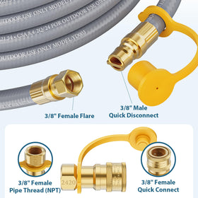 Close-up of Rushare brass quick-connect fittings for secure gas connections