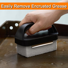 Rushare griddle cleaning handles, two-piece set, improve safety and grip.