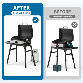 Rushare hose pairs Blackstone tabletop griddles with larger tanks for extended sessions.