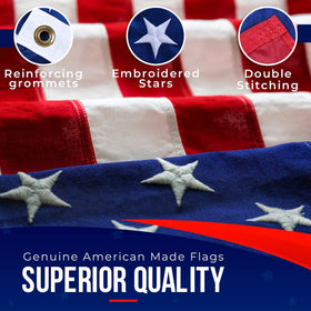 Rushmore Rose USA 3x5 flag with heavy-duty header for secure mounting