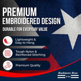 Rushmore Rose vivid color flag - bright, vivid red and blue for attention.