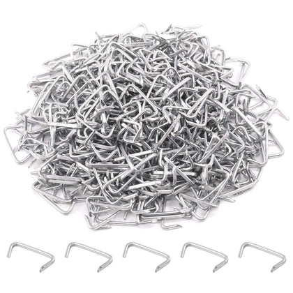 Rustark hog rings 3-4in D-style crimps secure upholstery edges.