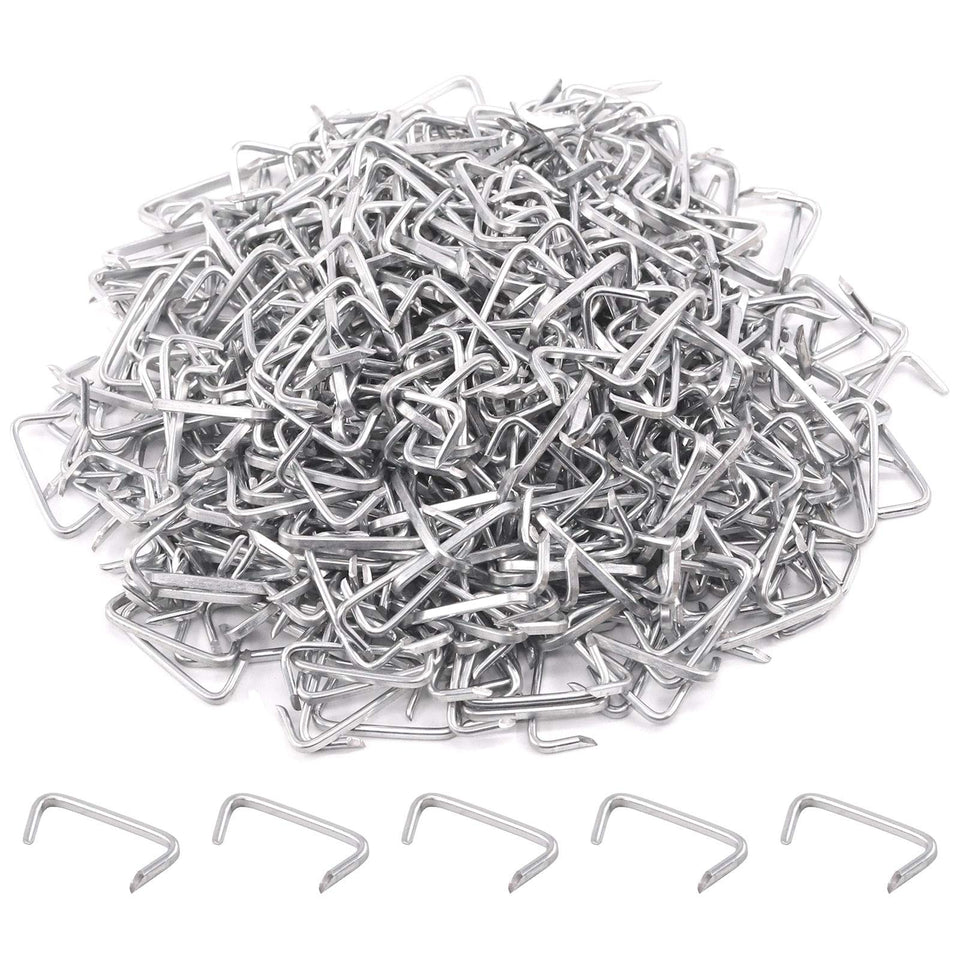 Rustark hog rings 3-4in D-style crimps secure upholstery edges.