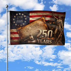 RustField Co. 250th anniversary flag with double-sided print for bold display.