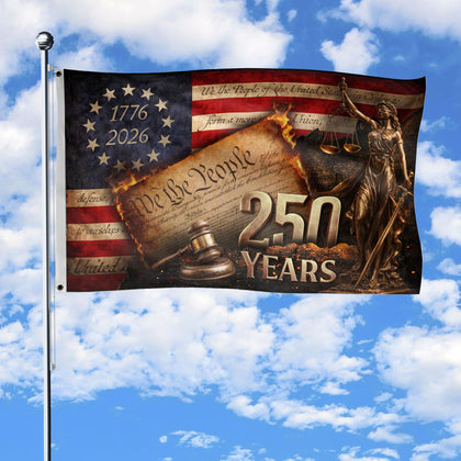RustField Co. 250th anniversary flag with double-sided print for bold display.