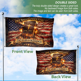 RustField Co 250-year anniversary banner honoring freedom with patriotic symbolism