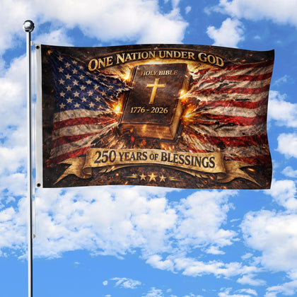 RustField Co 250th anniversary USA flag front and back print for outdoor display