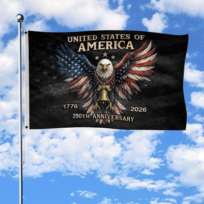 RustField Co. American flag two-sided 3x5 with eagle for porch display.