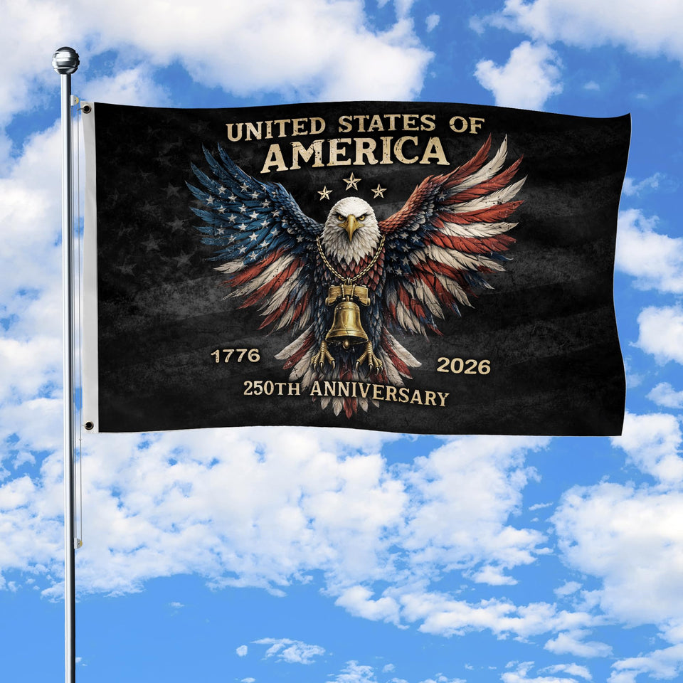 RustField Co. American flag two-sided 3x5 with eagle for porch display.