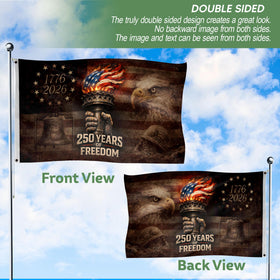 RustField Co. flag displayed indoors or outdoors with easy hanging setup.